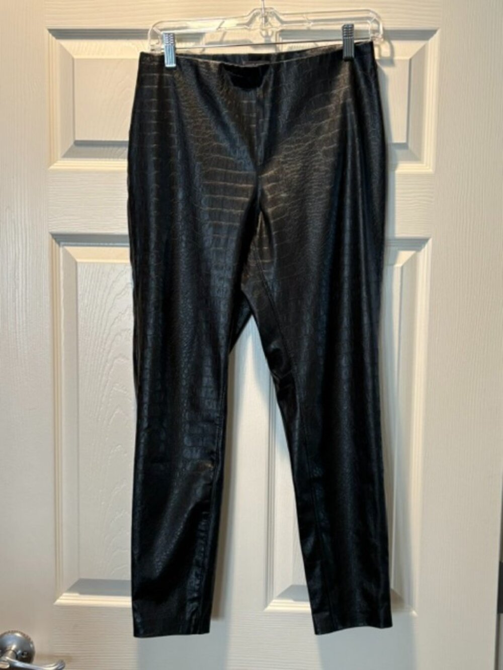 Vince Camuto Black Croc Embossed Faux Leather Leggings Pull-on Skinny Pant
